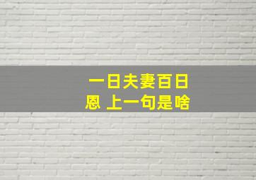 一日夫妻百日恩 上一句是啥